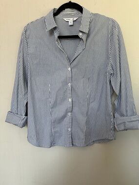 Women’s Cotton Blue and White Striped Button-Down Shirt